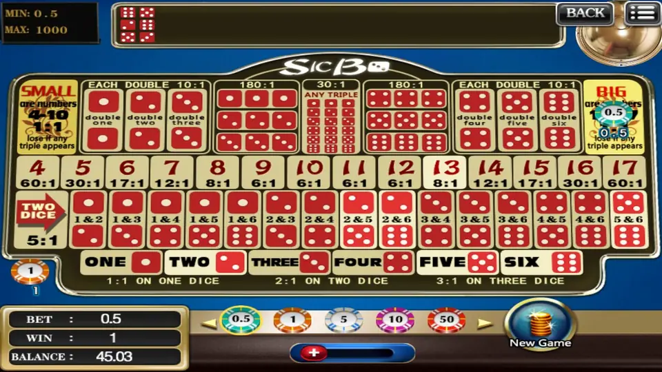 Settled table with 13 lit, the winning pairs and single numbers highlighted and WIN 1