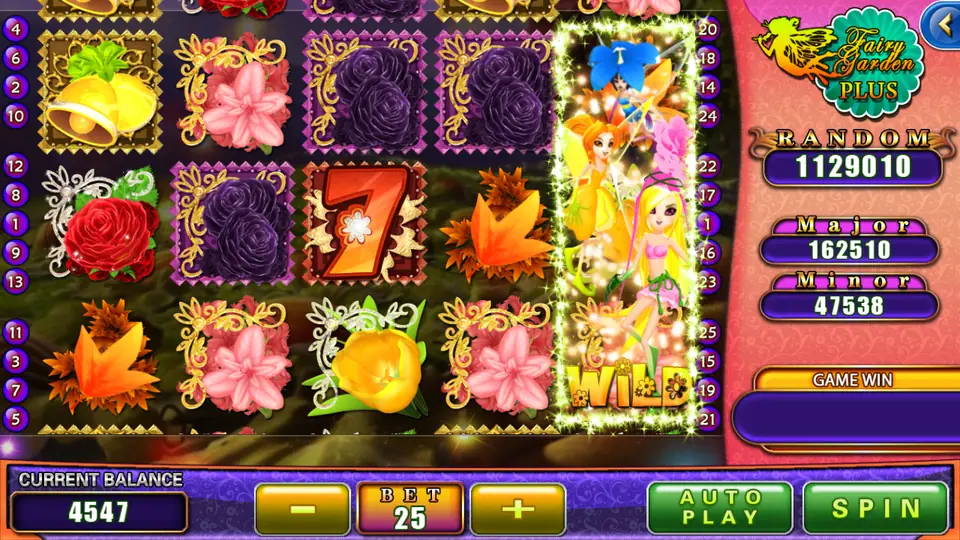 A full reel of fairies marked WILD standing on reel five