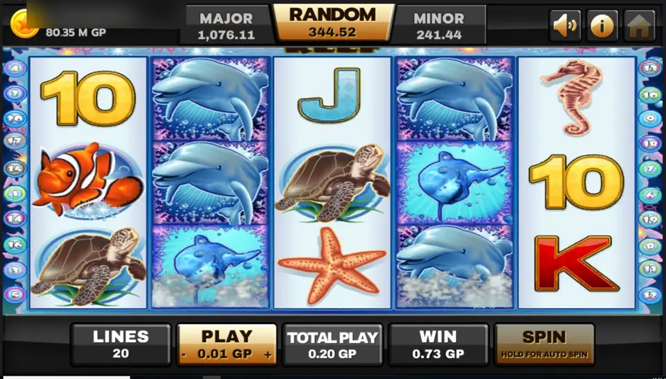 Dolphin wilds stacked on reels 2 and 4 of Dolphin Reef on Joker123, the spin that opens the free games