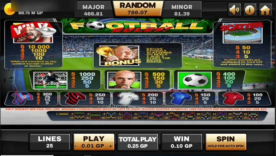 Football Rules help screen on Joker123 with the wild, goalkeeper, referee, football and jersey pays, the stadium scatter and the bonus fan
