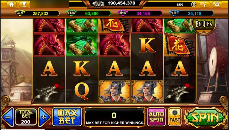 The Mulan reels on Live22 with red dragons, a red banner with the character hua, a woman warrior in a silver helmet and gold card letters in an army camp