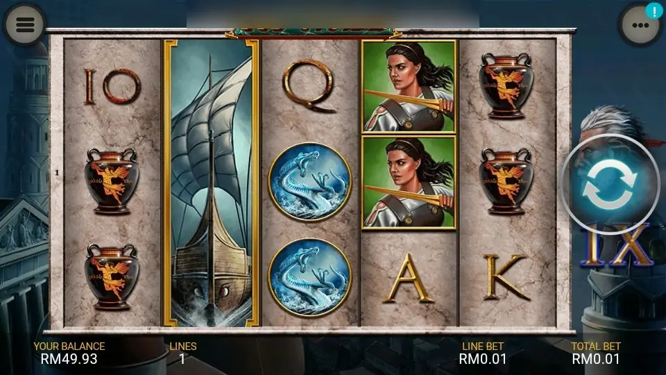 God of Storms on LPE88 at night with a tall ship stacked on reel 2, archer symbols, urns and a 1X marker on the right