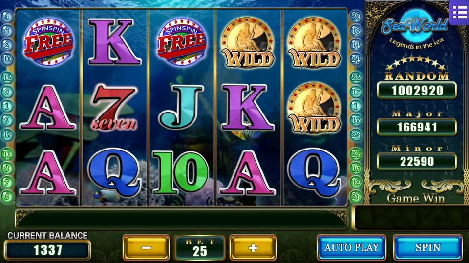 The same spin landed with two FREE badges and two WILD coins on reel 5