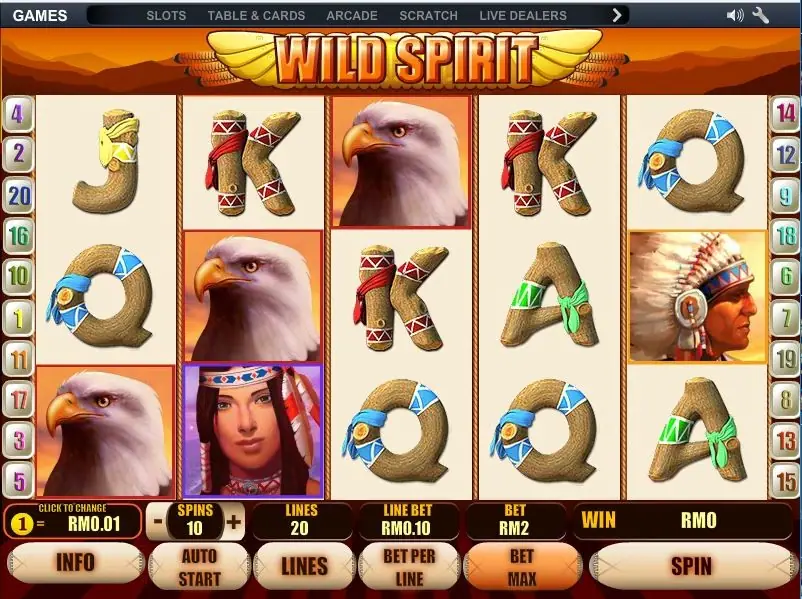 Wild Spirit on NTC33 with eagles, a chief in a feathered headdress, a woman in a beaded headband and rope-style card letters under a winged gold logo