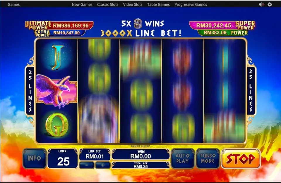 Banner on screen reading 5X Zeus wins 3000X line bet
