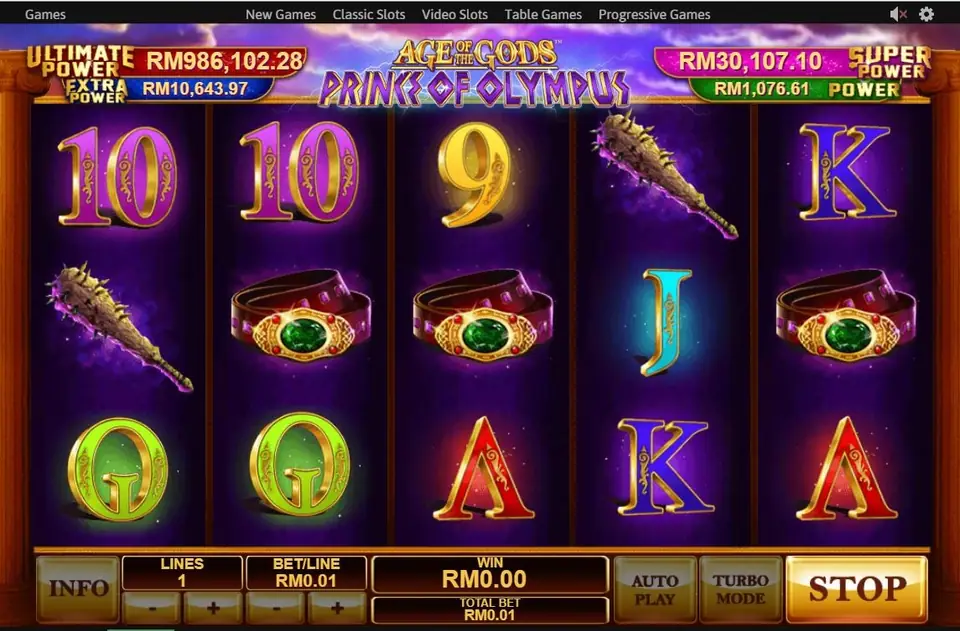 Prince of Olympus with spiked clubs and jewelled belts across the middle row