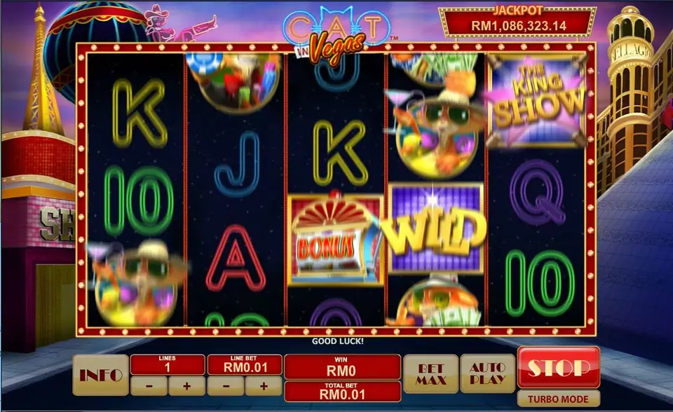 BONUS and WILD tiles side by side on reels 3 and 4 mid-spin