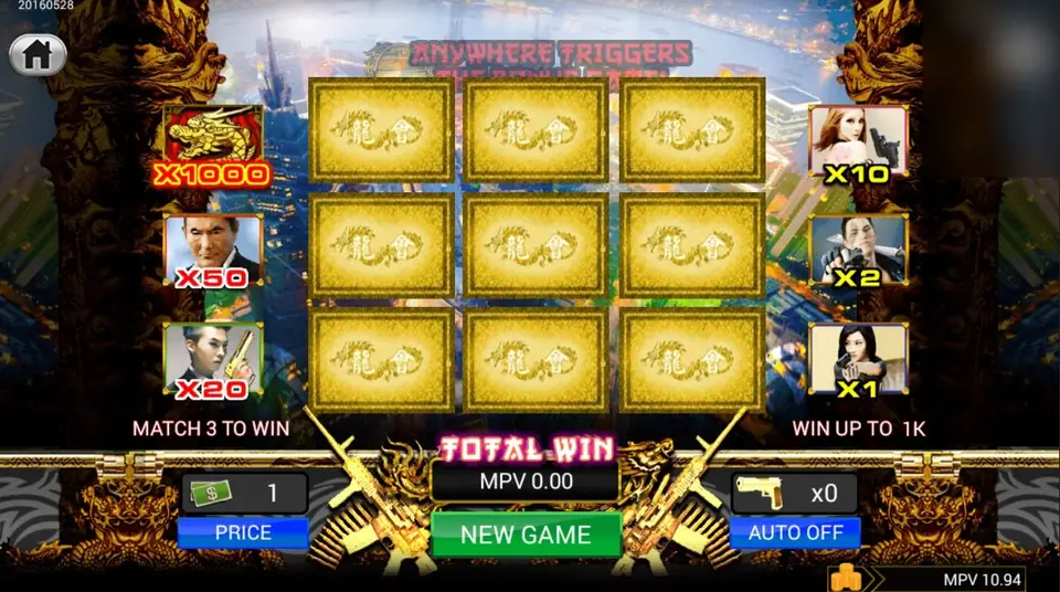 An unscratched Dragon Clan card: nine gold dragon panels between the two prize columns