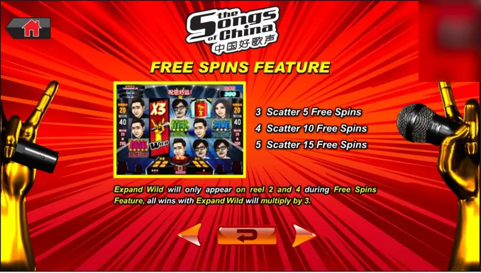 Free spins page: 5, 10 or 15 free spins and the x3 expanding wild