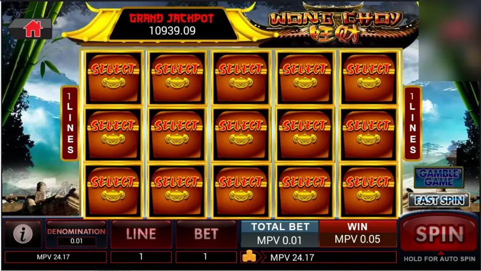 Fifteen red treasure boxes marked SELECT after the free spins trigger