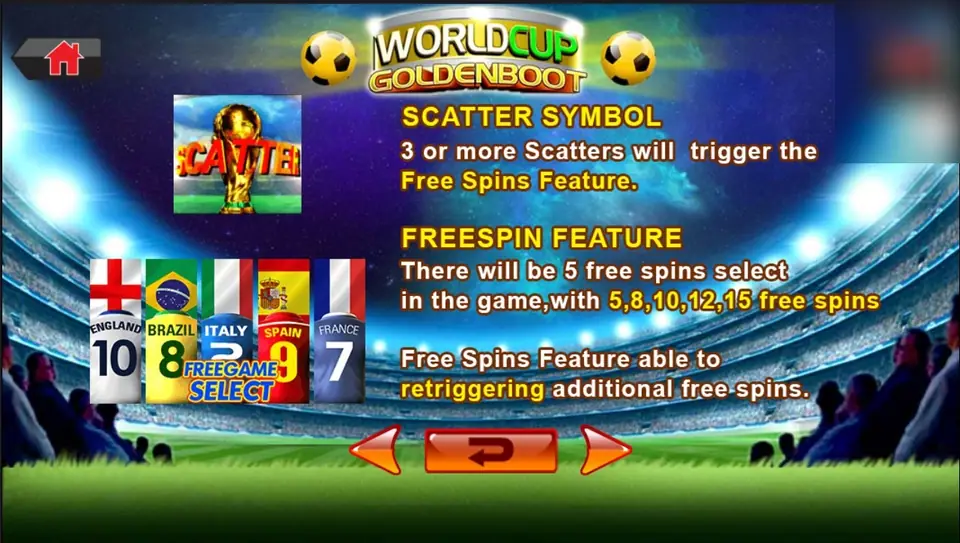 Scatter and free spin rules: five team shirts to pick from for 5, 8, 10, 12 or 15 free spins